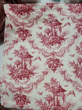 Vinrage Red Toile Gazebo Print Fabric